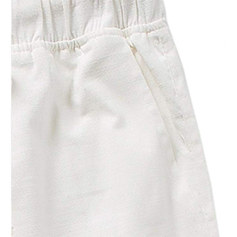 SIR7 Men's Linen Casual Lightweight Drawstrintg Elastic Waist Summer Beach Pants White XL - Image 4